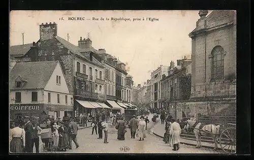 AK Bolbec, Rue de la Republique, prise a l`Eglise