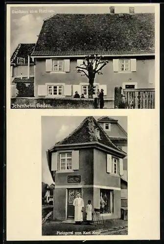 AK Ichenheim /Baden, Gasthaus zum Hechten, Metzgerie von Karl Kopf