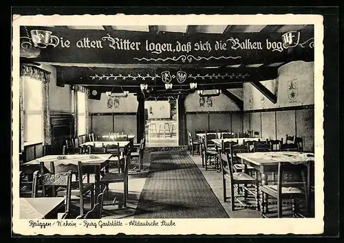 AK Brüggen /Niederrhein, Park-Restaurant Burg Brüggen, Bes.: Wilh. Stroetges, Altdeutsche Stube