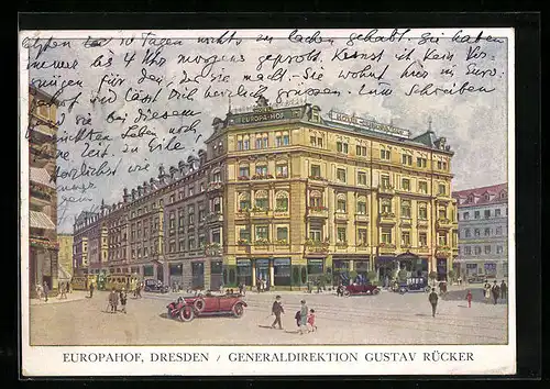 AK Dresden, Europahof, Prager Strasse, Generaldirektion Gustav Rücker
