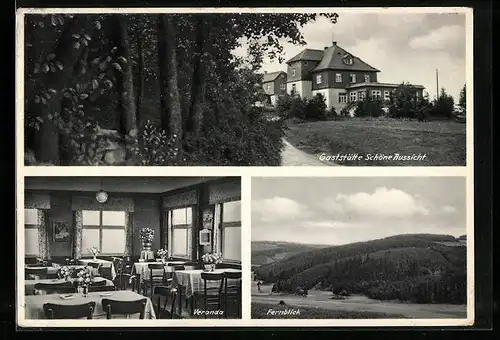 AK Bad Steben /Frankenwald, Gasthaus Schöne Aussicht mit Fernblick
