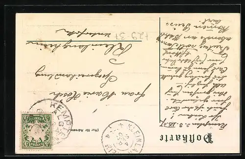 Passepartout-Lithographie Kempten i. Allgäu, Teilansicht, Wappen