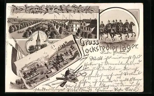 Lithographie Lockstedter Lager, Lagerstrasse, Denkmal 1870-71, Schiessübung