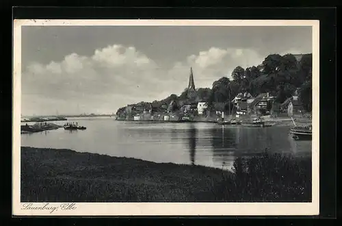 AK Lauenburg, Blick über die Elbe zur Stadt