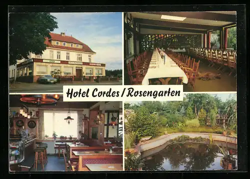 AK Sottorf, Hotel Cordes-Rosengarten in vier Ansichten