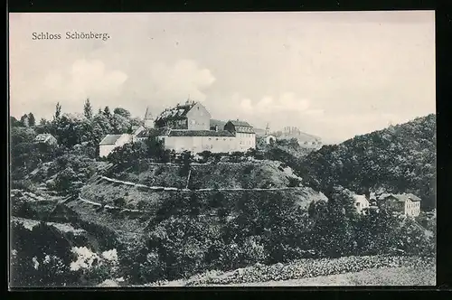 AK Bensheim / Bergstrasse, Blick zum Schloss Schönberg am Kapellenberg