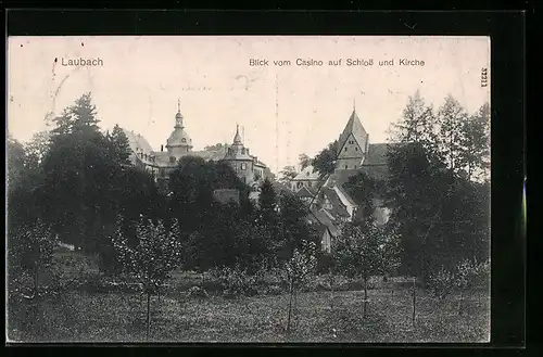 AK Laubach, Blick vom Casino auf Schloss und Kirche