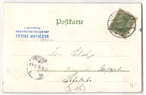 Glitzer-Perl-AK Fliederblüten mit Blättern