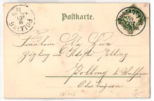 Glitzer-Perl-AK Rosenblüten am Zweig