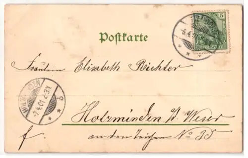 Glitzer-Perl-AK Ostergruss mit Glocken