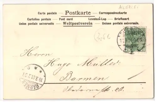 Glitzer-Perl-AK Weisses Blumengesteck