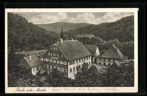 AK Weinheim a. d. B., Gasthaus Fuchssche Mühle aus der Vogelschau