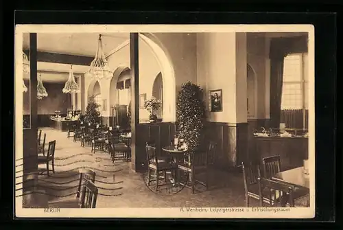 AK Berlin, Kaufhaus A. Wertheim in der Leipzigerstrasse, Erfrischungsraum (Gaststätte)