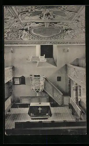 AK Greifenstein, Inneres der Schlosskirche mit Altar
