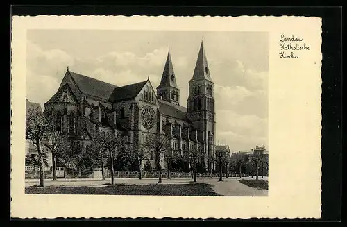 AK Landau, Blick auf die katholische Kirche