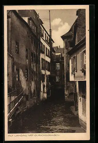 AK Landau, Häuser am Gurichsgraben in der Altstadt