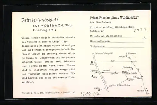 AK Morsbach, Pension Haus Waldfrieden E. Behrens