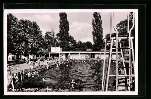AK Tiengen /Oberrhein, Schwimmbad mit Badegästen