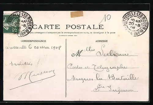 AK Sotteville-Lés-Rouen, La Poste et rue de la Republique