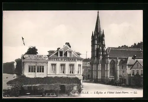 AK La Bouille, L`Eglise et l`Hotel Saint-Pierre
