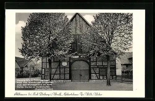 AK Ahlhausen b. Bad Driburg, Geburtshaus Fr. Wilh. Weber