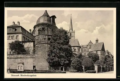 AK Kronach, Hindenburgplatz im Sommer