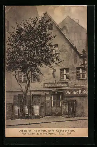 AK Berlin, Fischerstr., Ecke Köllnische Str., Restaurant zum Nussbaum