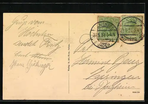 AK Höchsten, Ortsansicht mit Alpen, Gasthaus