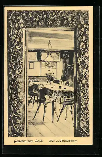 AK Berghausen, Gasthaus zum Laub, Scheffelzimmer
