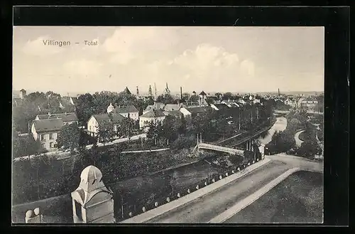 AK Villingen, Totalansicht aus der Vogelschau