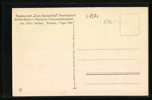 AK Hermsdorf, Restaurant Zum Seeschloss, Inh.: Rich. Schaar
