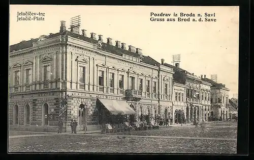 AK Brod a. d. Save, Blick zum Jelacic-Platz