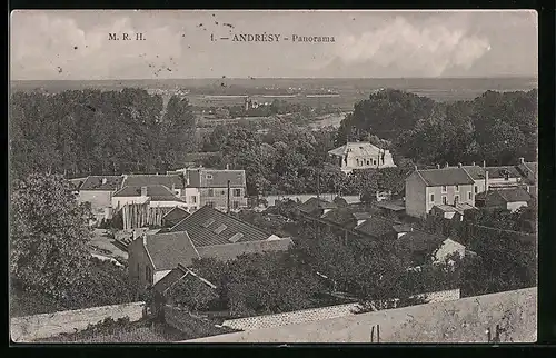 AK Andresy, Panorama mit Feldern