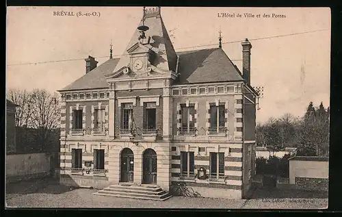 AK Bréval, L`Hôtel de ville et des Postes
