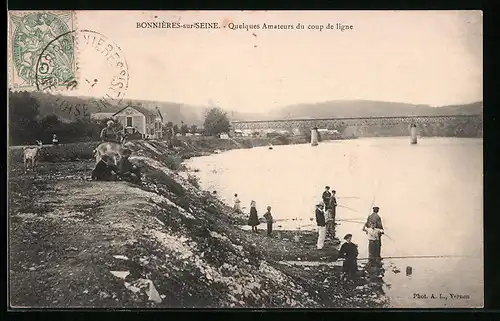 AK Bonnières-sur-Seine, Quelques Amateurs du coup de ligne