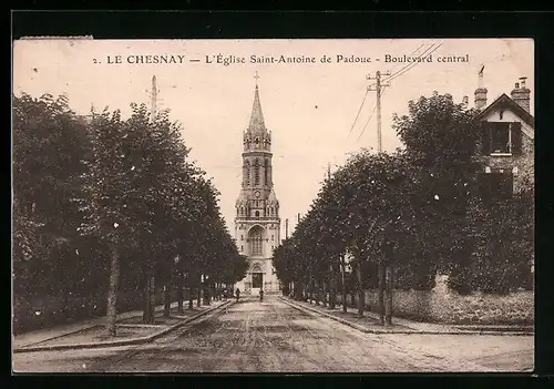 AK Le Chesnay, L`Église Saint-Antoine de Padoue, Boulevard central