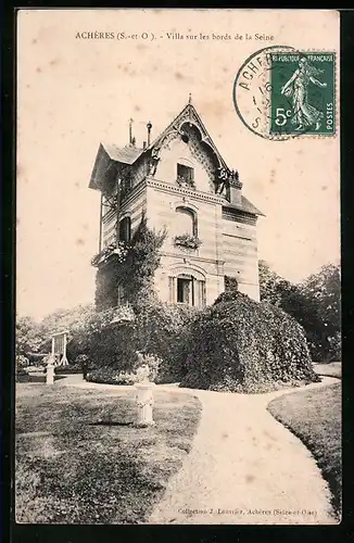 AK Achéres, villa sur les bords de la Seine