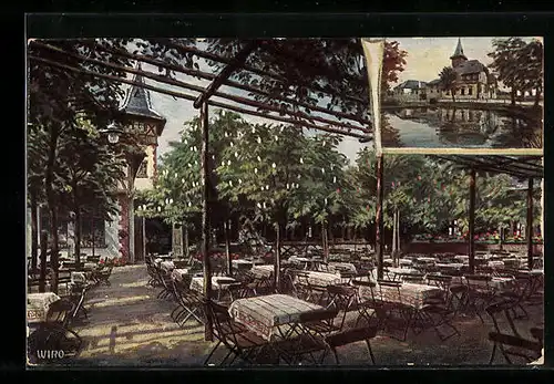 Künstler-AK Gera, Gasthaus Waldschlösschen Ernsee