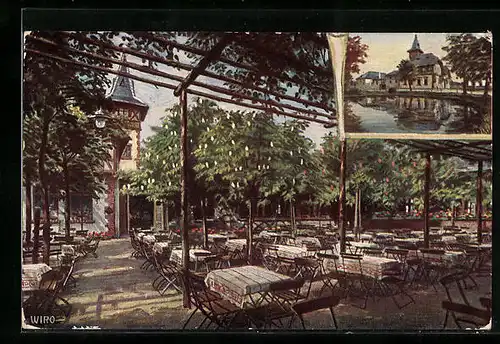 Künstler-AK Gera, Gasthaus Waldschlösschen Ernsee