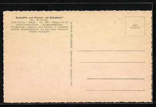 AK Gross-Reken i. Westf., Gasstätte u. Pension Im Birkenhain