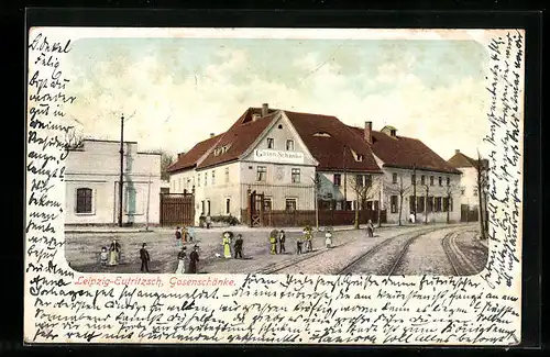AK Leipzig-Eutritzsch, Gasthaus Gosenschänke, Strassenpartie