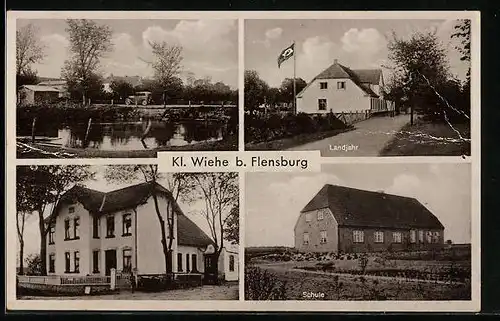 AK Kl. Wiehe b. Flensburg, Landjahr, Schule, Ortspartie