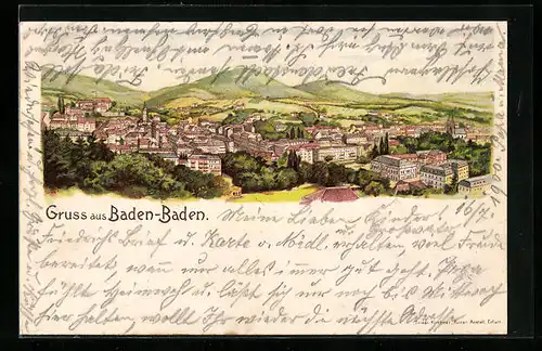 Lithographie Baden-Baden, Teilansicht