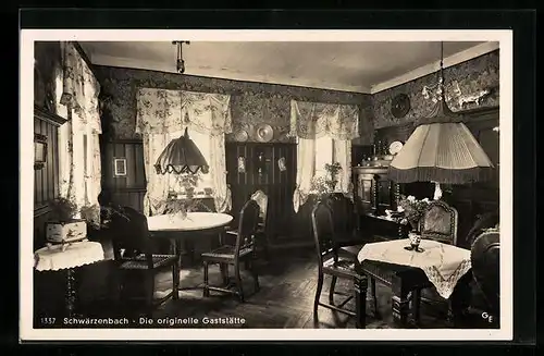 AK Schwärzenbach, in der originellen Gaststube der Gaststätte am Tegernsee