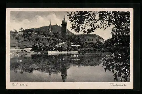 AK Zeil a. M., Blick übers Wasser zur Kirche