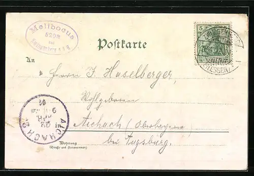 Lithographie Zwingenberg, Gasthaus Melibocus