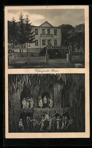 AK Honau, Elfengrotte, Aussen- u. Innenansicht, Höhle