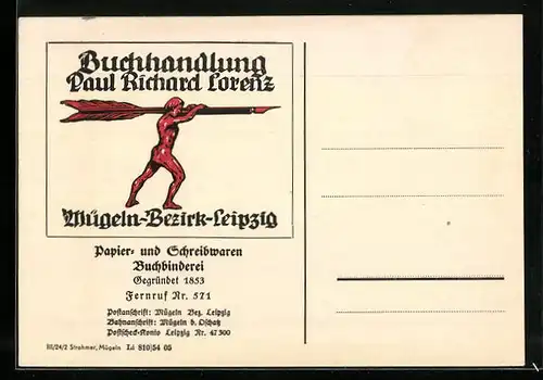 AK Mügeln /Bez. Leipzig, Buchhandlung Paul Richard Lorenz, Buchbinderei, Papier-und Schreibwaren