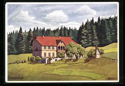 Künstler-AK Giesshübel, Gasthaus und Pension am Schauinsland, Bes. Albert Franz
