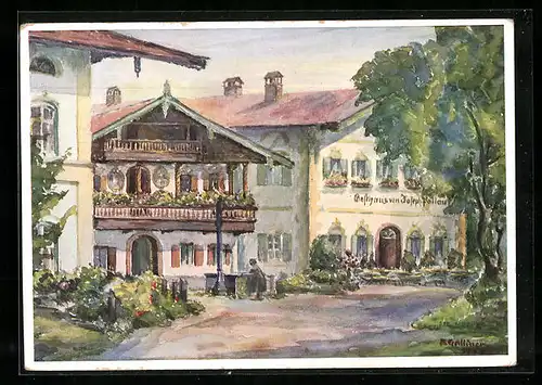 Künstler-AK Törwang /Samerberg, Gastof Paullauf